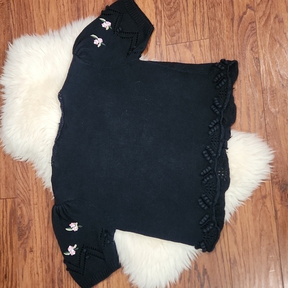 Herman Geist Vintage Knit Flowered Button Front Blouse - Picture 7 of 8